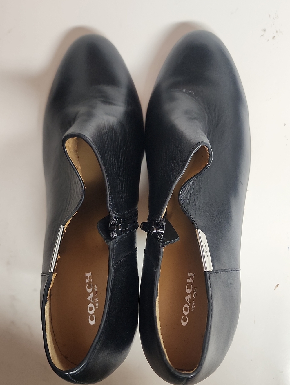 COACH Size 11B Black Leather Stiletto Ankle Heel Booties Classy Sexy Feminine - Picture 7 of 11